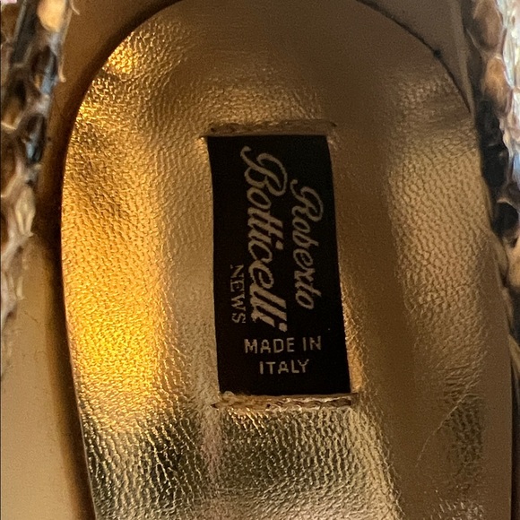 Roberto Botticelli Python Heels with Crystal Bow Tips - Picture 2 of 8